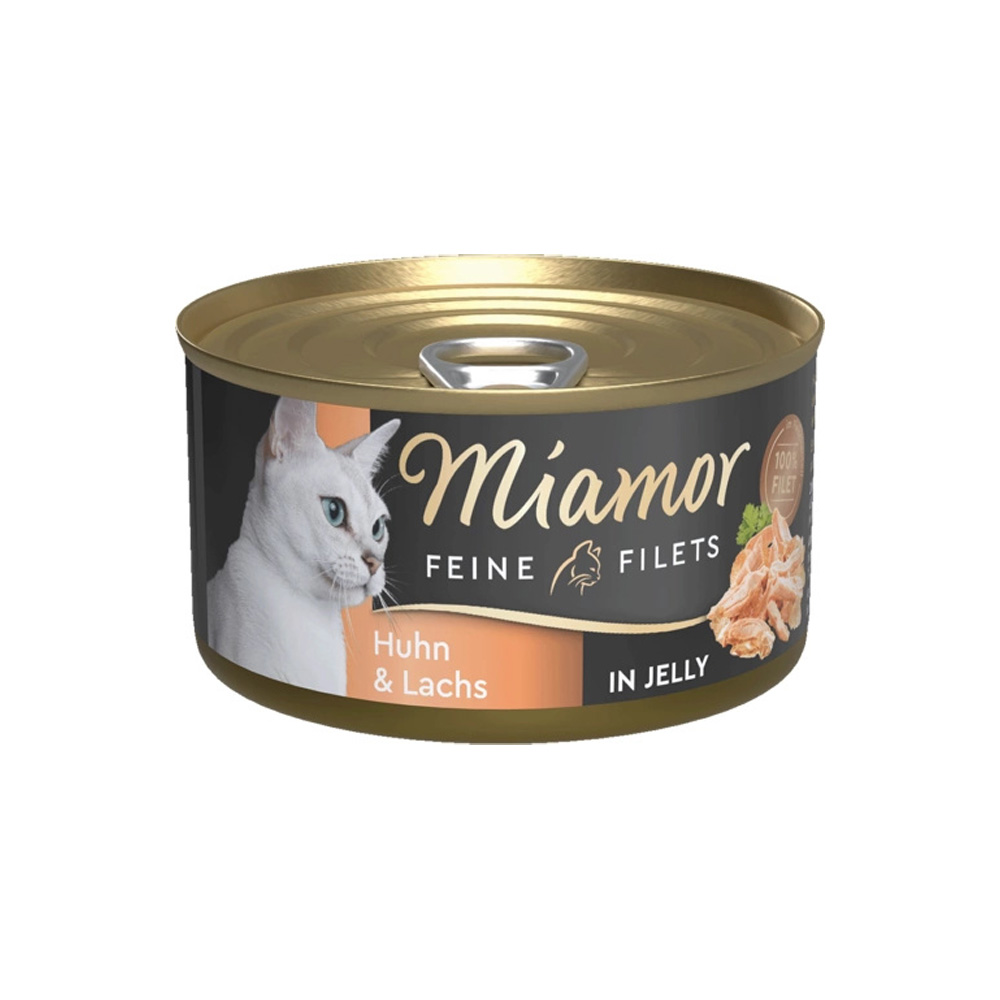 MIAMOR Feine Filets Kurczak Łosoś w Galaretce 100g Puszka Karma dla Kotów